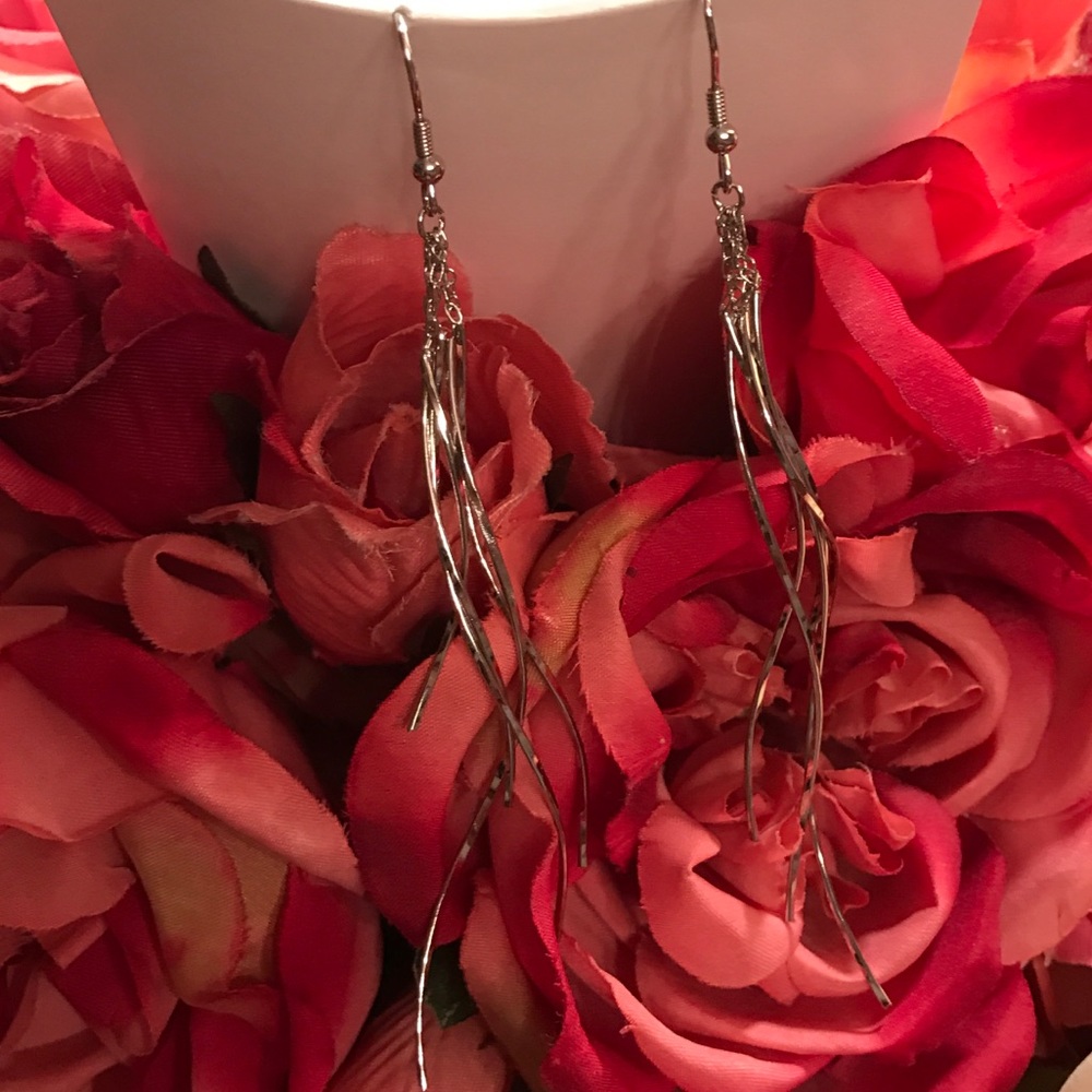 Long silver earrings